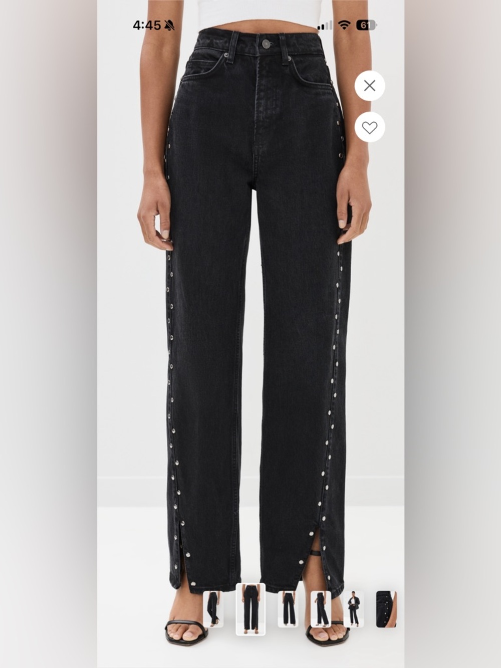 Reformation Carly High Rise Slouchy Straight Leg Jean with studs